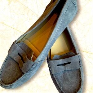 White Mountain Suede penny loafer slip on loafers flats light blue Size 10